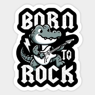 Alligator playing guitar rock Sticker